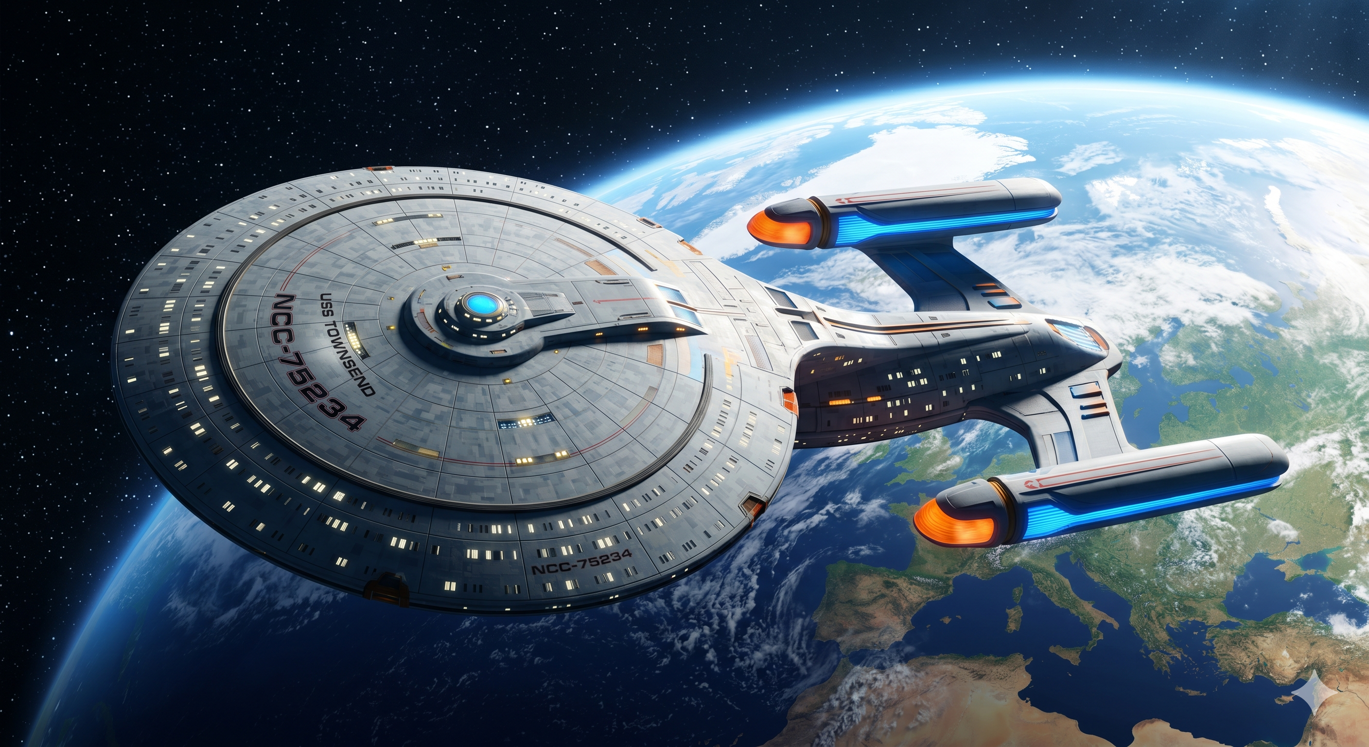 USS Townsend above Earth